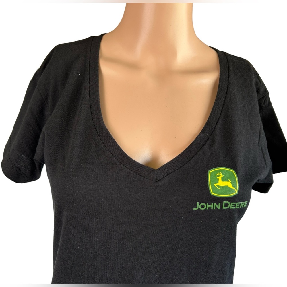 JOHN DEERE womens logo V neck short sleeve FARM KANSAS T shirt size Small NWT - Picture 2 of 6